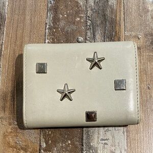 Jimmy Choo Beige Star & Stud Accent Compact Wallet